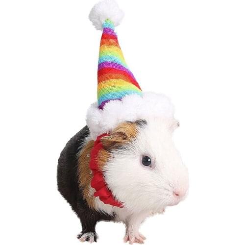Dropshipping Pet Christmas Hat Adjustable Small Animals Hat Pet Christmas Hats For Rabbit Hamster Rats Kitten