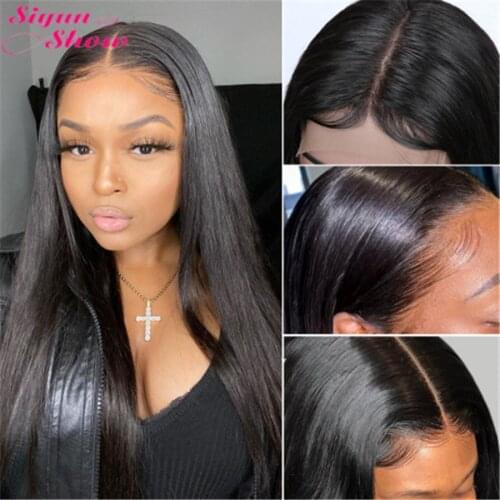 Siyun Show Straight Lace Front Wig Top 4x4 Closure Wig Pre Plucked With Baby Hair Lace Closure Wig Straight Human Hair Wigs