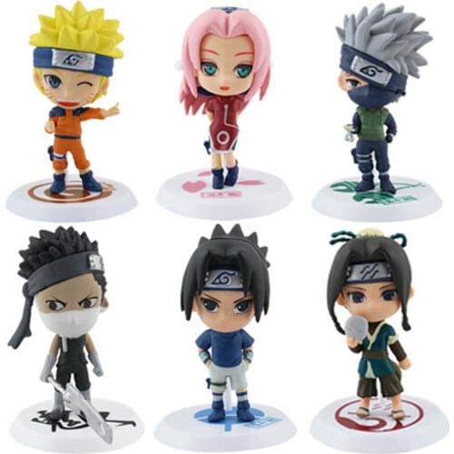 Naruto Q version Sakura Sasuke Kakashi 6pcs/set Anime Cartoon PVC Model Toys Figure Christmas Gifts For Kids