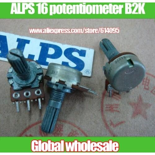 2pcs Japan ALPS 16-type single potentiometer B2K / handle length 20MM knurled shaft