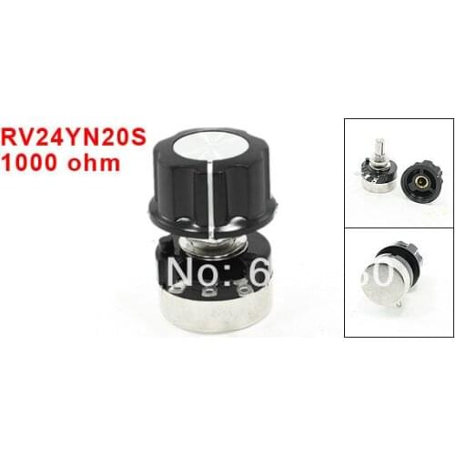 RV24YN20S 1K 1000 OHM 5% 2W Single Turn Rotary Linear Taper Potentiometer Carbon Pot w Knob