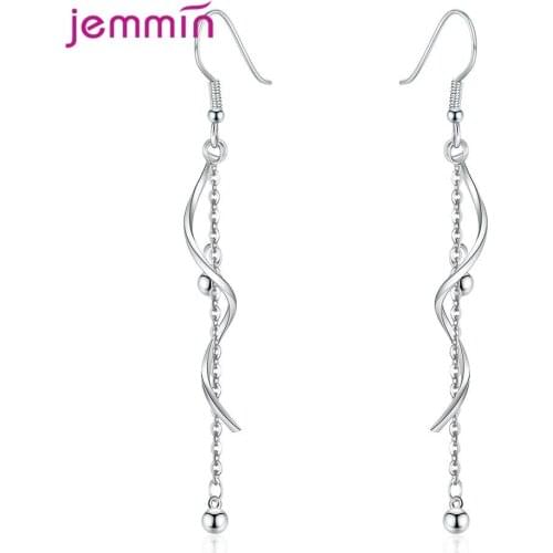 Fashion Female Drop Dangle Earrings 925 Sterling Silver Twist Long Tassel Chian Earrings for Women Fine Jewelry Wholesale