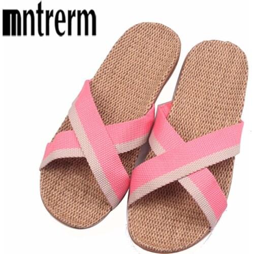 Xiuteng 2020 Fashion Home To Fight Cross-Color Linen Slippers Spring Canvas Home Slippers And High quality Women Indoor Shoes