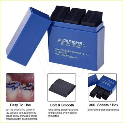 Dental Bausch Articulating Paper Double Sided Blue 300 Strips 200 Micron