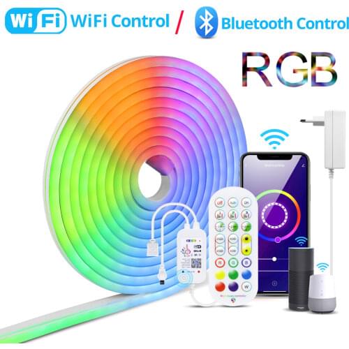 Bluetooth Neon Light USB 5V Strip RGB Dimmable Bedroom Room Home Kitchen Wall Party Wedding Decoration Night Led Sign Smart Lamp