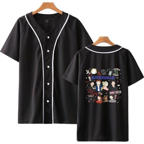 Hoodie River Valley Town Baseball uniform T-shirtShirt Men 2019 New Hooded Button Short Sleeve Retro Shirts Tops Blouse
