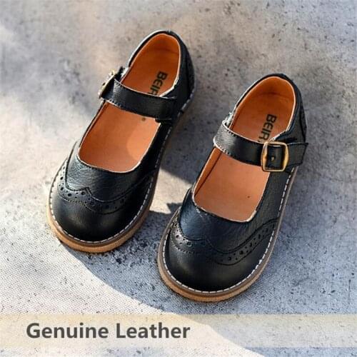 High Quality childrens shoes for girls Genuine Leather princess shoes girl party ceremony peformance dance casual flat shoes