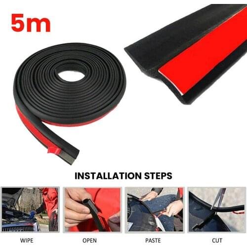 5M Z Type Seal Strip Car Door Edge Rubber Hollow Weatherstrip Trim Protector Waterproof Noise-Insulation Seal Strip