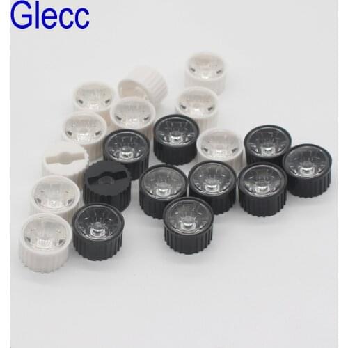 10pcs 5/15/25/30/45/60/90/120 degrees LED Lens With Black White Holder For 1W 3W 5W High Power LED Lamp Light