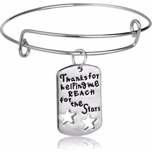 12PC/Lot Charm Teachers Gift Bracelets Thanks For Helping Me Reach For The Stars Bangle School Teacher Wristband Party Presents