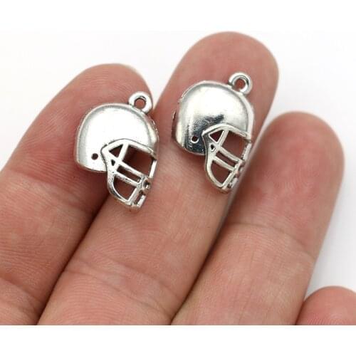 20pcs Antique Silver Football Helmet Charms Pendants for Jewelry Making Charm Bracelet DIY Handmade Craft 20x16mm