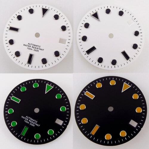 28.5mm For NH35 Miyota 8215 DG2813 ETA 2824 2836 Movement Sterile Watch Dial Date Window Black/Orange/Green Index Watch Face