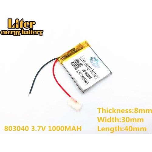 3.7V 1000mAh 803040 Lithium Polymer Li-Po ion Rechargeable Battery For MP4 MP5 GPS PSP mobile Pocket PC e-books bluetooth