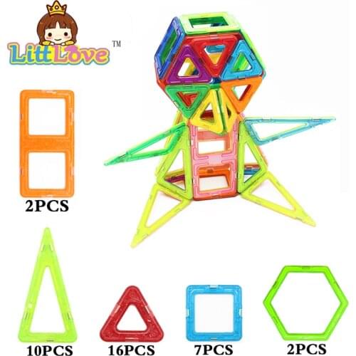 37Pcs Big Size Magnetic Building Blocks Enlighten Bricks Parts DIY Educational Construction Building Magnetic Toys For Children