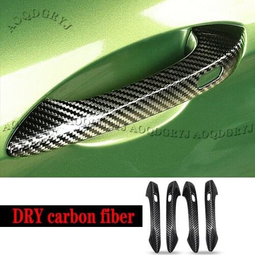 For Porsche Cayenne 2018-2021 Dry Carbon Fiber Door Handle Moulding Trim Cover 4Pcs Car Accessories