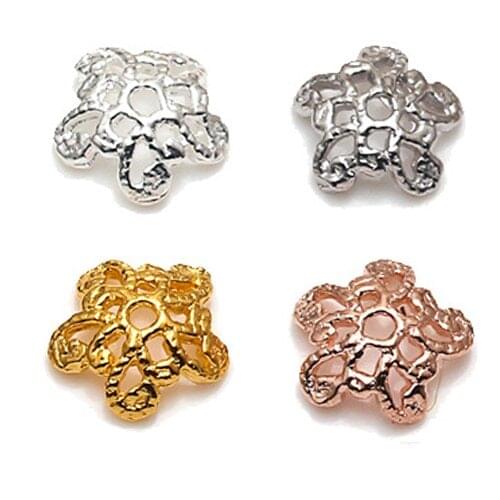 40pcs/lot 4 Colors 6mm Real 925 Sterling Silver Vintage Flower Bead Caps Spacer Torus Accessory For DIY Fine Jewelry SBC-HT001C