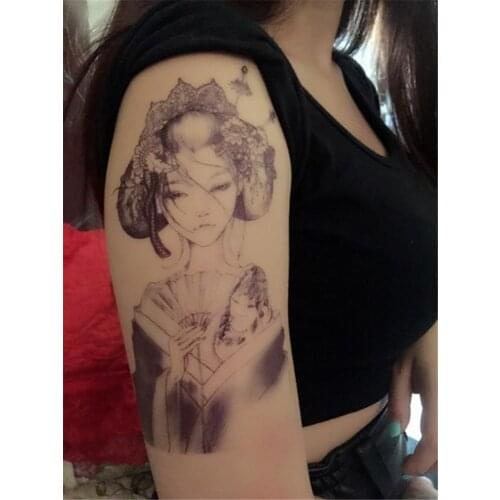5pcs Color Geisha Classical Beauty Character Pattern Waterproof Tattoo Sticker Flower Arm Half Arm Simulation Tattoo Stickers