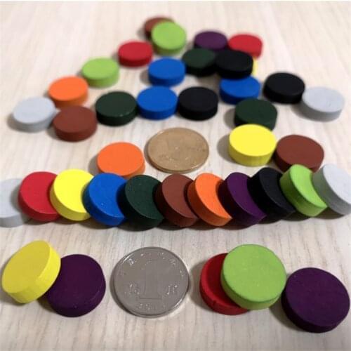 50pieces Diameter 15*5MM 10 Colors Wooden Pawn Game Pieces Colorful Chess For Tokens Board game Accessories