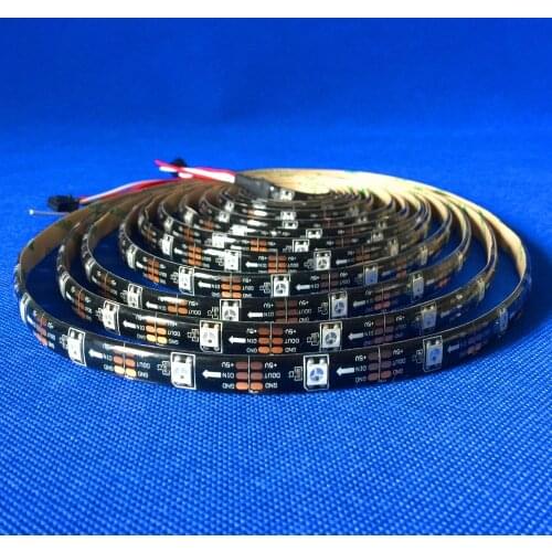 5m DC5V BLACK PCB WS2812B led pixel srip,IP65,30pcs WS2812B/M with 30pixels;waterproof in silicon coating