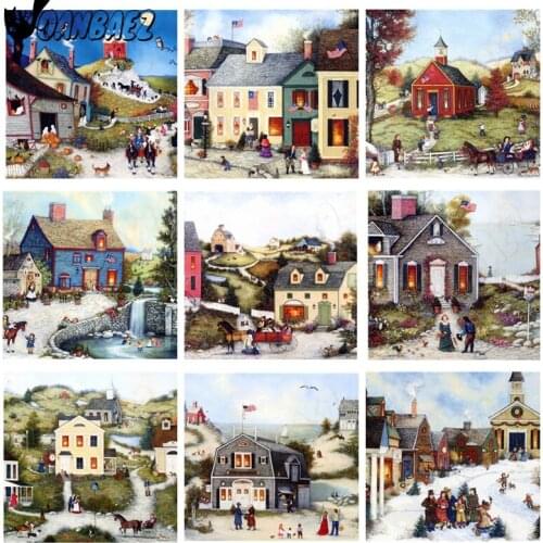 Architectural Landscape Diamond Painting Cartoon Cross Stitch Kit Pastoral Handmade Full Diamond Embroidery Mosaic Home Decor