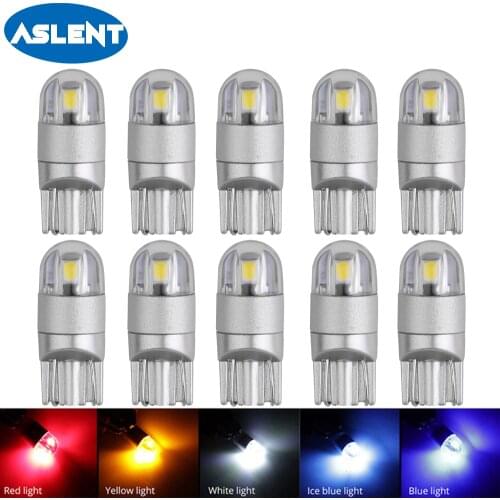 ASLENT 10pcs T10 W5W 194 168 LED Bulbs 3030 2SMD Car Accessories Clearance Lights Reading lamp Auto Light 12V White red yellow