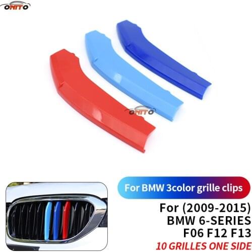 Auto Front Racing Grille Bars Covers 3 Colors Grille Clips Trim Stripe Decal Sticker For bmw 6 series F06 F12 F13 2009-2015