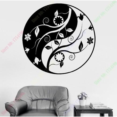 Free Shipping Buddha Yin Yang Mandala Om Chakra Zen Lotus Vinyl Sticker home decor wall stickers 60 x 60cm