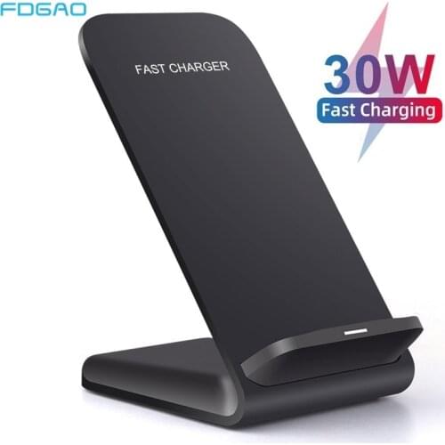 FDGAO 30W Qi Wireless Charger Stand For iPhone 12 11 Pro XS XR X 8 Samsung S10 S20 Note 20 10 Fast Charging Holder Phone Charger