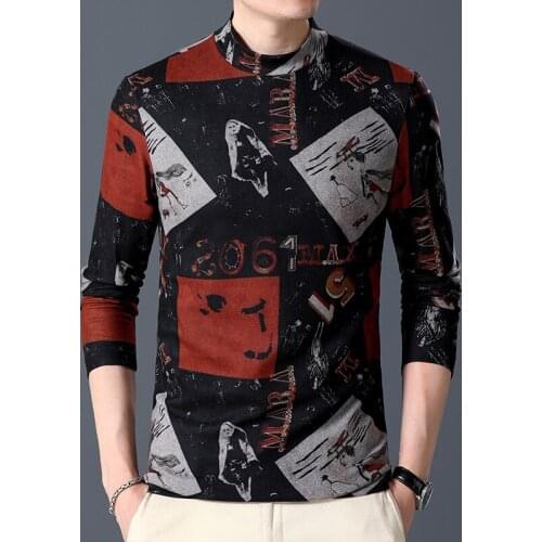 Big Size Velvet Winter Fleece T Shirts Large Size Plush Blouse Plus Size Tops Fashion Printed Stretch Mens Clothes Long Sleeves