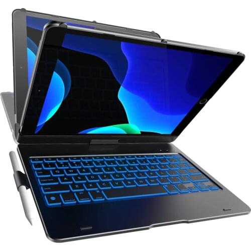 Camoro Wireless Blueto0th IPad Keyboard Case for Ipad 10.2 Air 3 Pro 360 Rotatable with Pencil Holder Keyboard Protective Covers