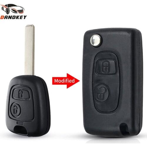 Dandkey 2 Buttons Remote Key Shell Case Folding Flip Fob For PEUGEOT 107 207 307 407 607 1007 For Citroen C1 C2 C3 key shell