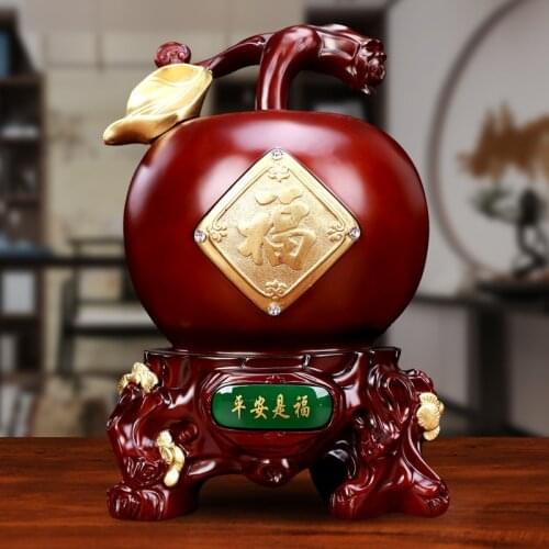 Resin Apple Sculpture Decoration Living Room Wine Cabinet Piggy Bank Ornaments Birthday Present Home Desktop Decor Accessories