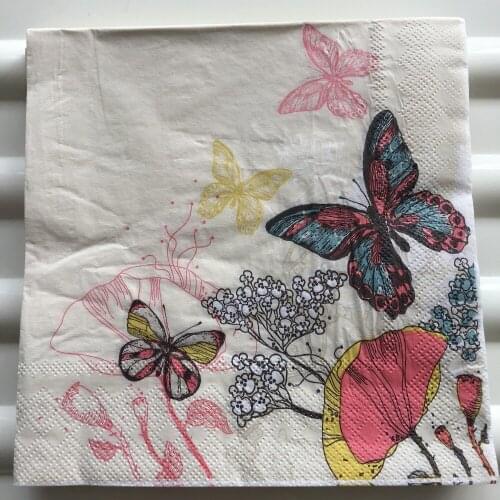 Decoupage wedding vintage napkin paper elegant tissue flower butterfly handkerchief birthday party beautiful serviettes decor 20