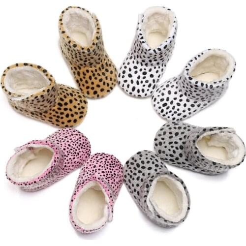 Baby shoes Leopard Flock Hook & Loop Baby Girls Soft Shoes Horse Hair Boys First Walkers Round Toe Baby