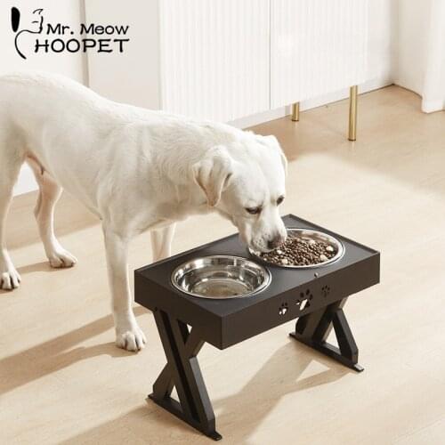 Hoopet Dog Double Non-Slip Bowl Adjustable Height Cat Food Feeding Dish Bowls Small Medium Big Dogs Water Feeder Removable Bowl