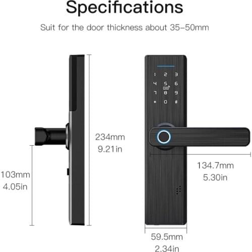 Tuya Wifi Electronic Door Lock With Smartlife Tuya APP Remotely/ Biometric Fingerprint/Smart Card/Password/Key Unlock Smart Home