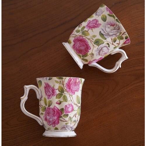 European palaces with retro style: Phnom Penh ceramic coffee cup garden rose flower Mug water cup