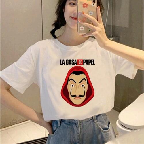 Women Vogue Casual Dali Mask Casa De Papel T-shirt Top women Fashion Soft Casual White T shirt Summer The House of Paper TShirt