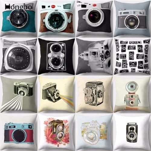 Hongbo 1 Pcs Vintage Camera Cushion Cover Retro Home Decor Throw Pillow Case Sofa Cushions Covers