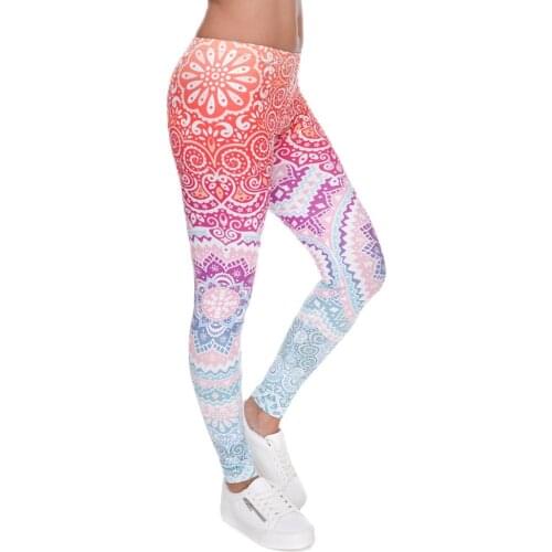 Brands Women Fashion Legging Aztec Round Ombre Printing leggins Slim High Waist Leggings Woman Pants