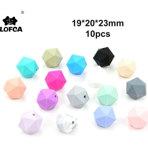LOFCA 10pcs Icosahedron Teethers Beads Silicone BPA-Free Food Grade Silicone Teething Beads For Baby Teething Toys Gift Making