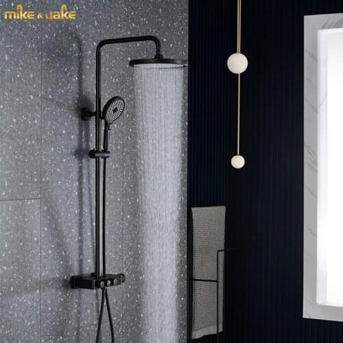 Matte black shower mixer matte frosted black bath shower rainfall shower mixer set black shower tap bath hot and cold mixer
