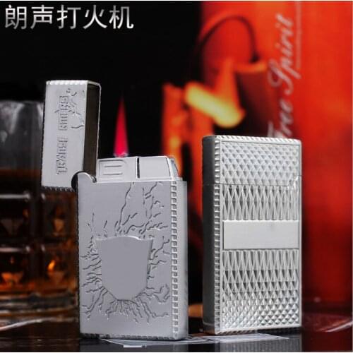 Unusual jet Turbo torch red flame Butane inflatable gas Cigarette lighter Portable silver Embossed Smoking igniter Gift(No fuel)