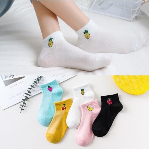 New Product Explosion 5 Pairs Of Gift Boxes Embroidery Daily Personality Trend Wild High-quality Cotton Ladies Short Boat Socks