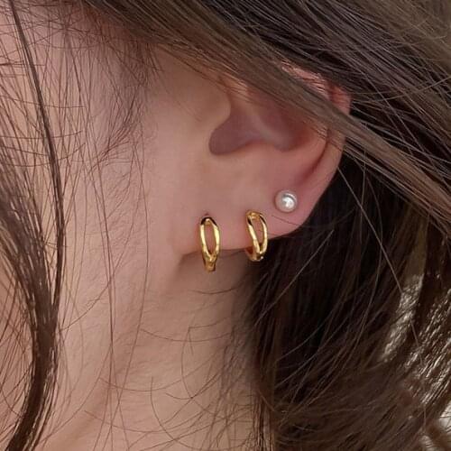 New Trend 2021 Korean Fashion Small Round Hoop Buckle Gold Earrings For Women Charms Elegant Ear Jewelry Gift