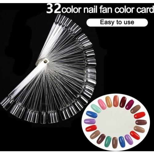 32 Colors Nail plate Template Plate Sector Shape Palette Nails Polish Color Display Set For Nail Color Choose Design
