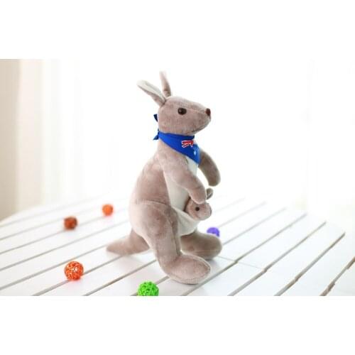 About 25cm gray kangaroo plush toy blue scarf design Australia kangaroo doll,baby toy gift 0276
