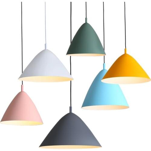 Nordic Pendant Lights For Home Lighting Modern Hanging Lamp Wooden Aluminum Lampshade LED Bulb Bedroom Kitchen Light 90-260V E27