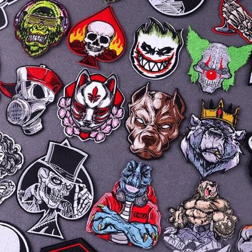 Hippie Rock Punk Patches For Clothing Thermoadhesive Patches Iron On Patches On Clothes Animals Stripes Japan Fox Mask Patch