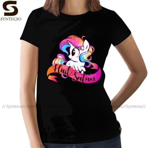 Unicorn Stuff T-Shirt Rainbow Unicorn Hail Satan Design T Shirt Cotton Printed Women tshirt Ladies Tee Shirt